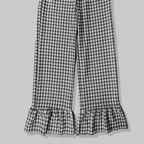 Black And White Casual Women's Loose Gingham Pants - Picture 5 of 6